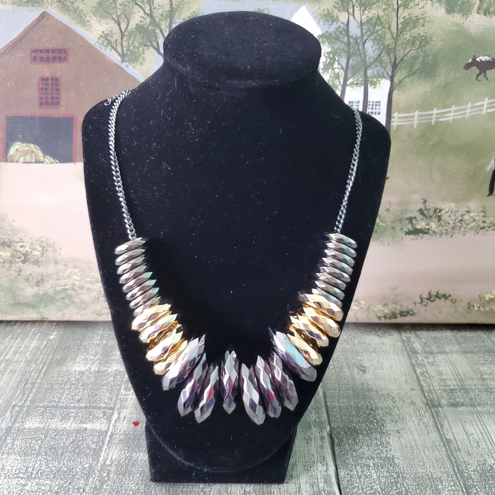 🌹#24 Gold and silver necklace and earrings set